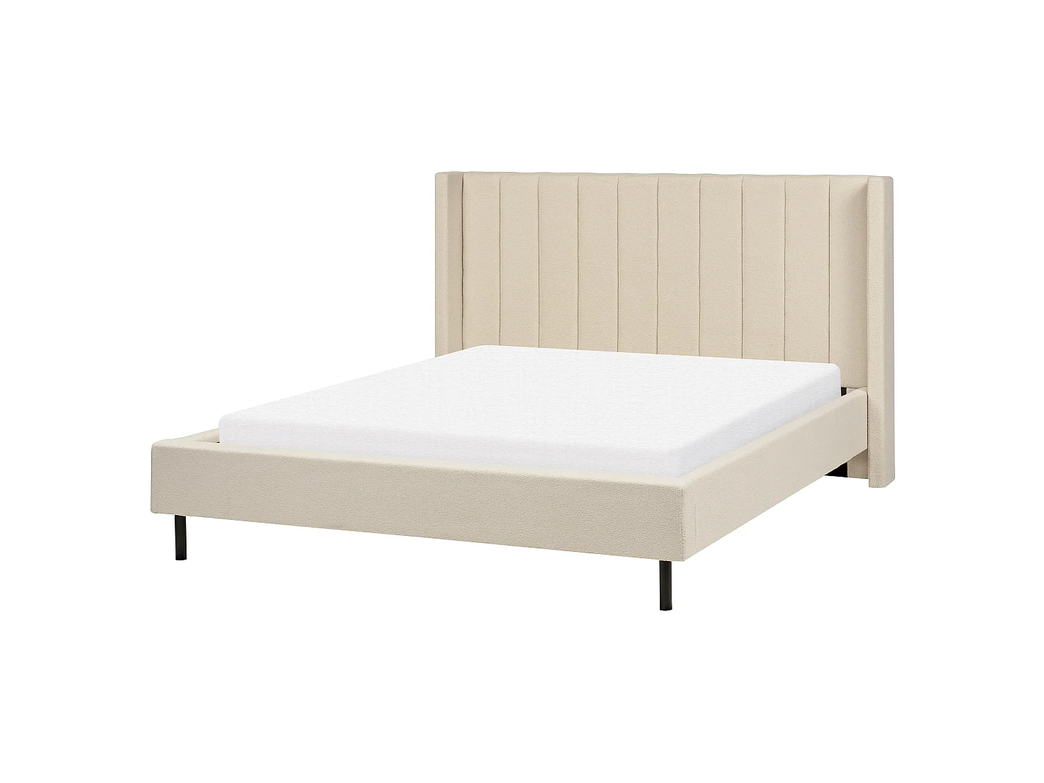 Bed Bouclé VILLETTE 160 x 200 cm Beige