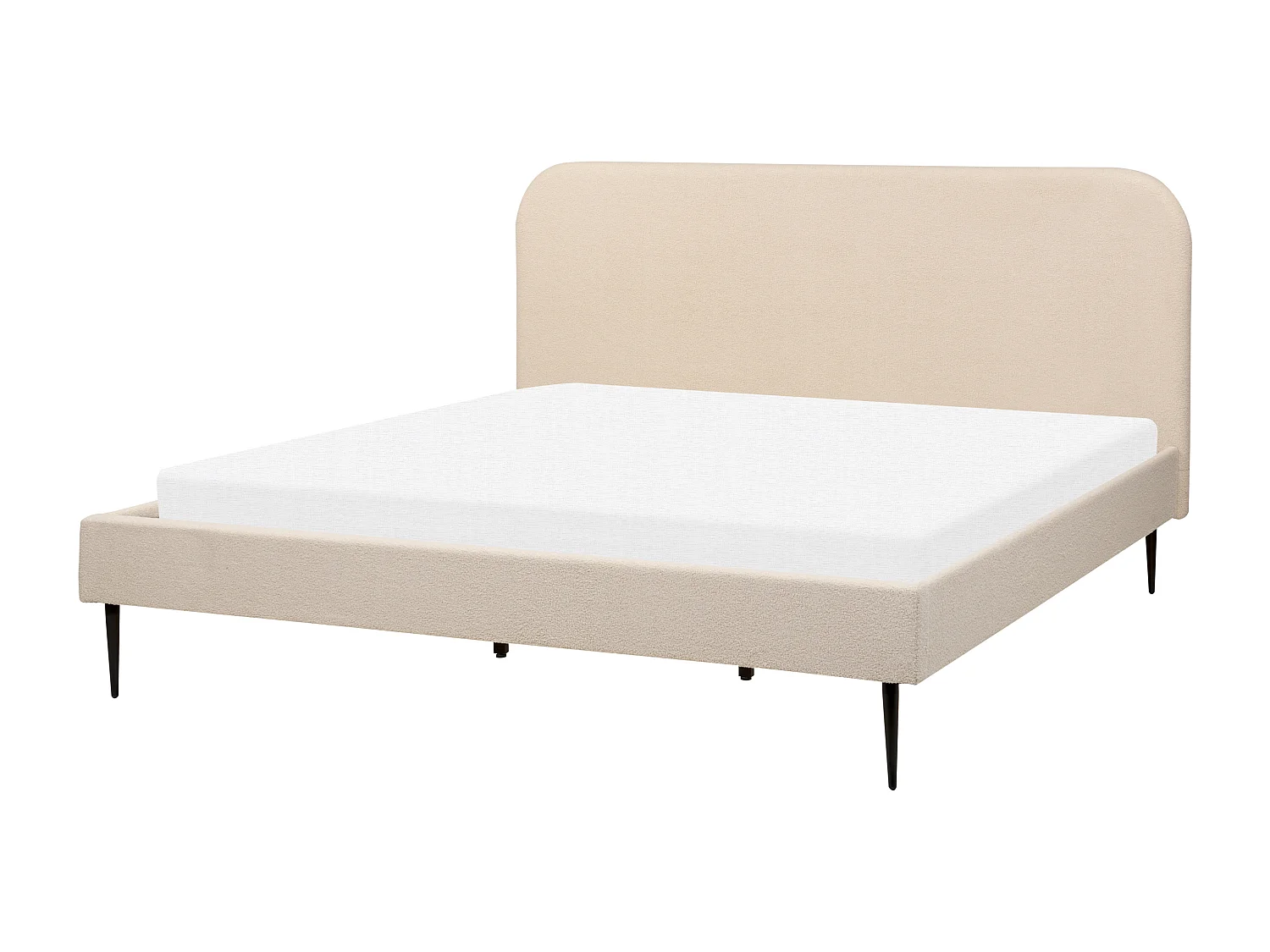 Polsterbett Bouclé beige mit Lattenrost 180 x 200 cm Metallfüße schwarz Flayat