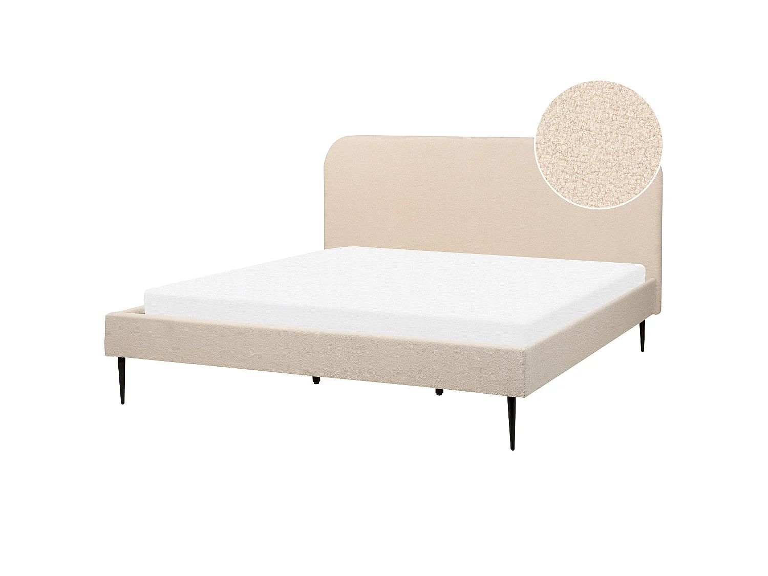 Lit avec sommier Bouclé FLAYAT 180 x 200 cm Beige clair