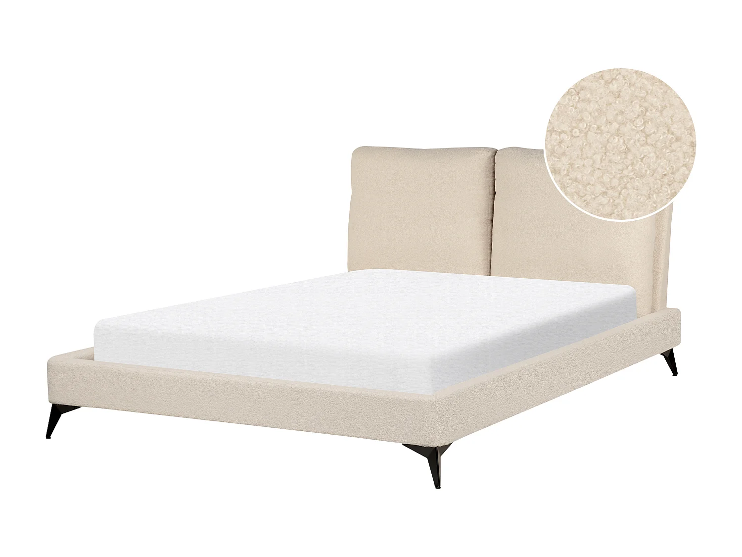 Lit avec sommier Bouclé MELLE 140 x 200 cm Beige