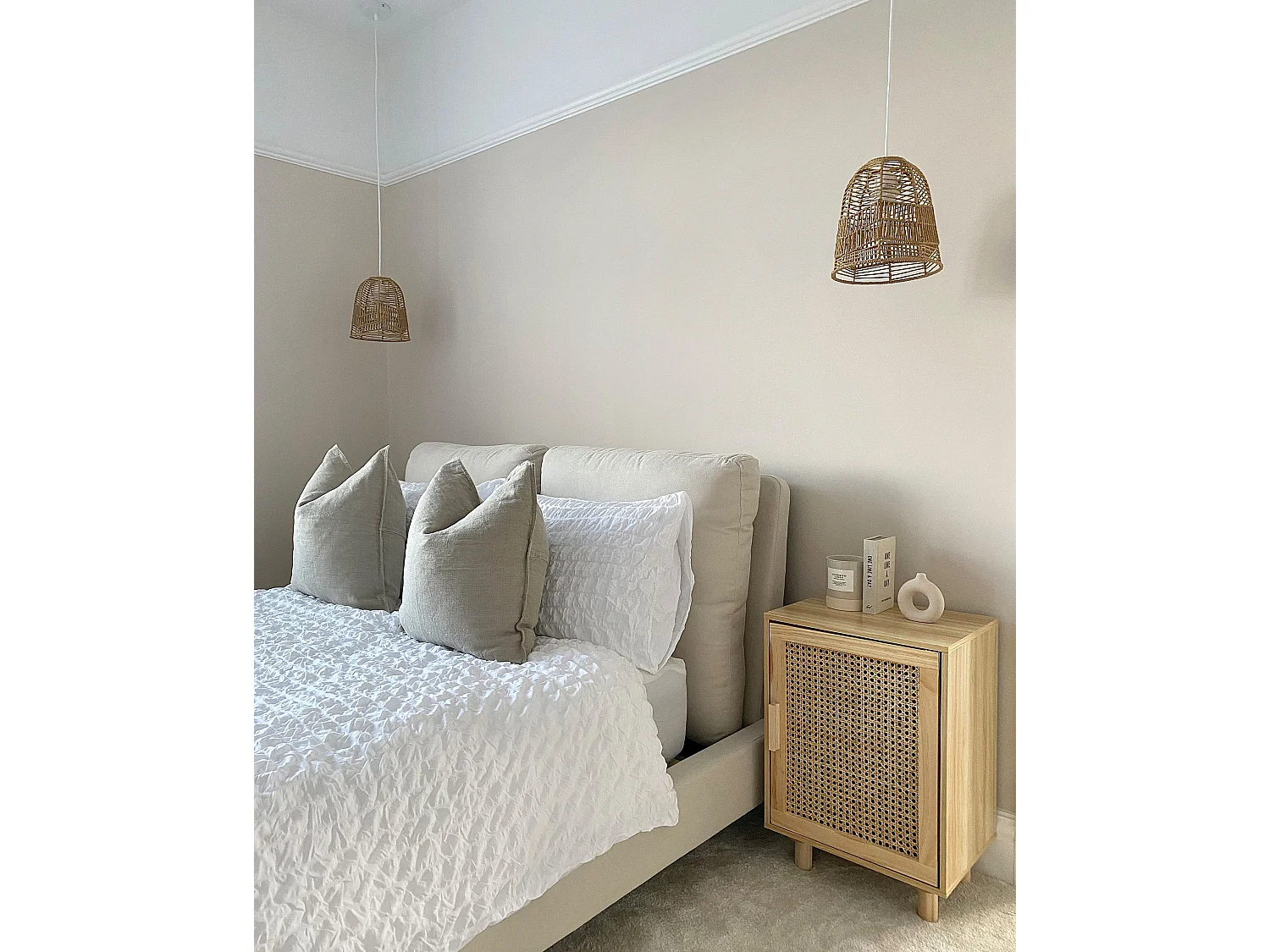 Letto Bouclé MELLE 140 x 200 cm Beige