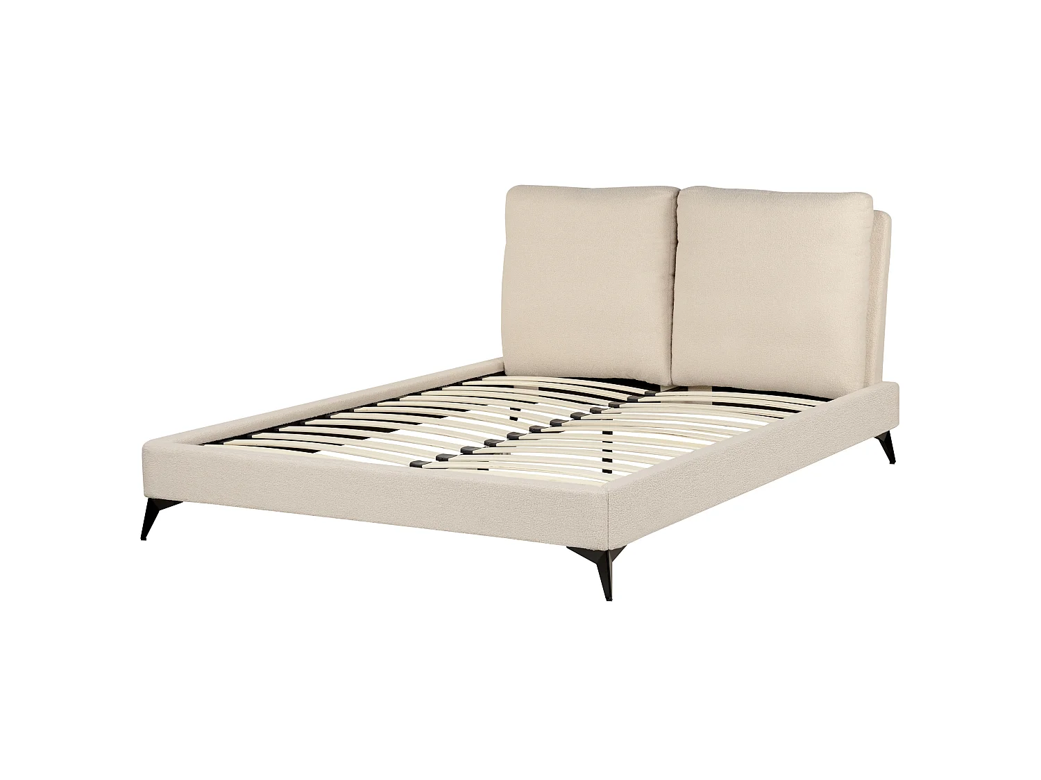 Säng med lamellram Bouclé MELLE 140 x 200 cm Beige