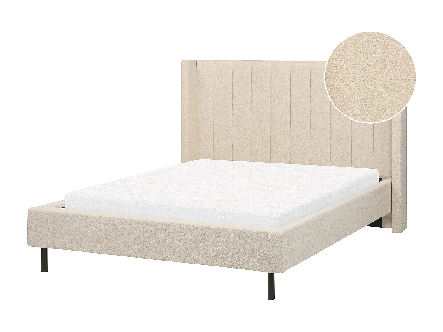 Lit avec sommier Bouclé VILLETTE 140 x 200 cm Beige
