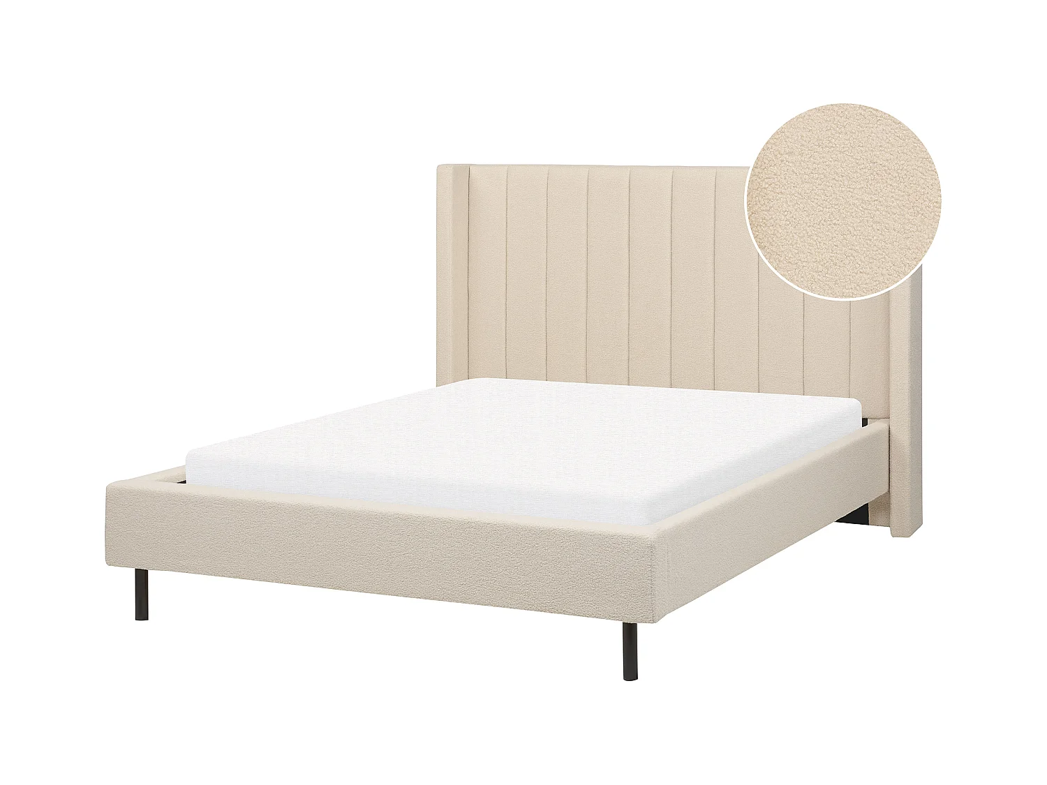 Lit avec sommier Bouclé VILLETTE 140 x 200 cm Beige