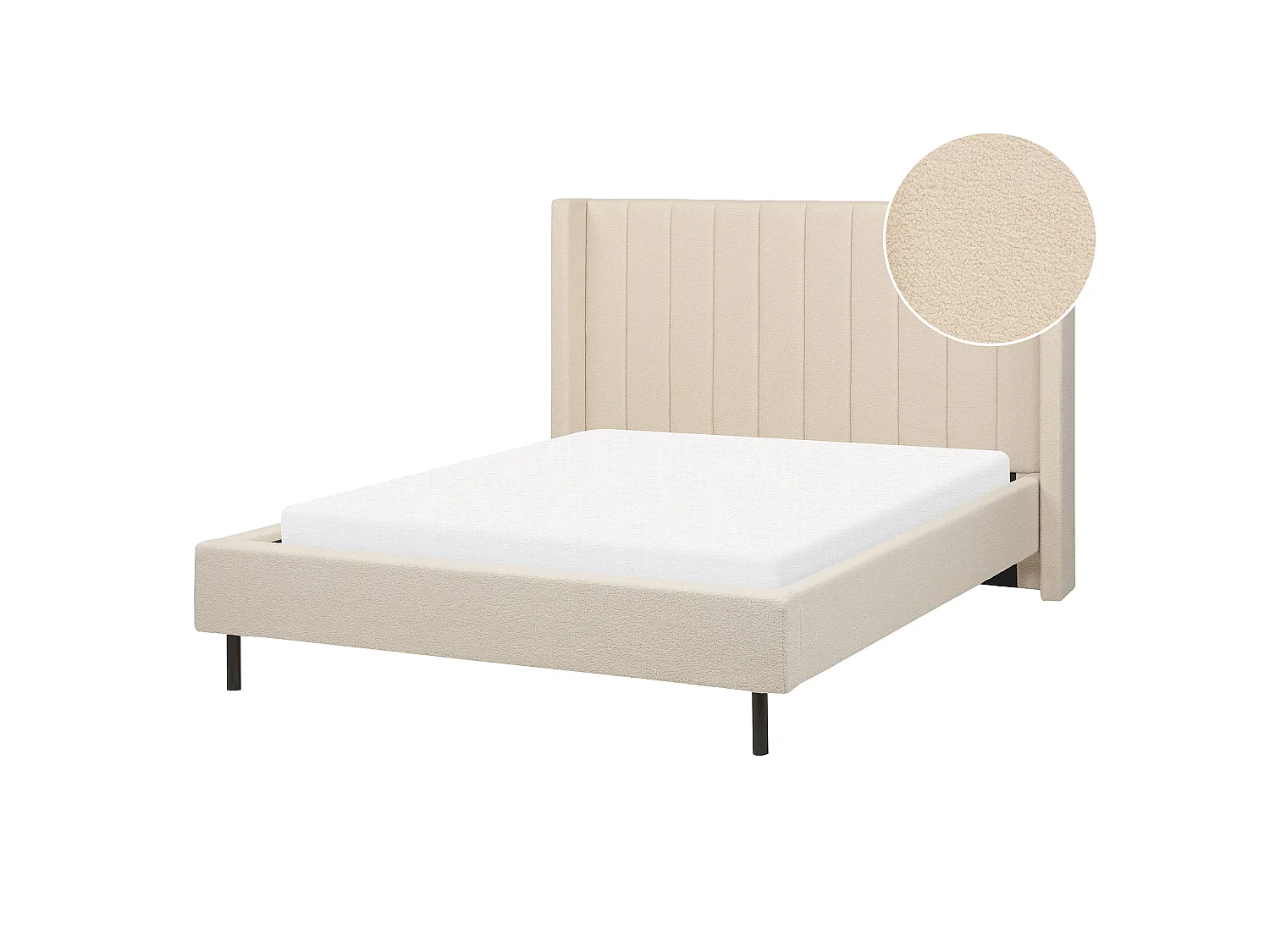 Bed Bouclé VILLETTE 140 x 200 cm Beige