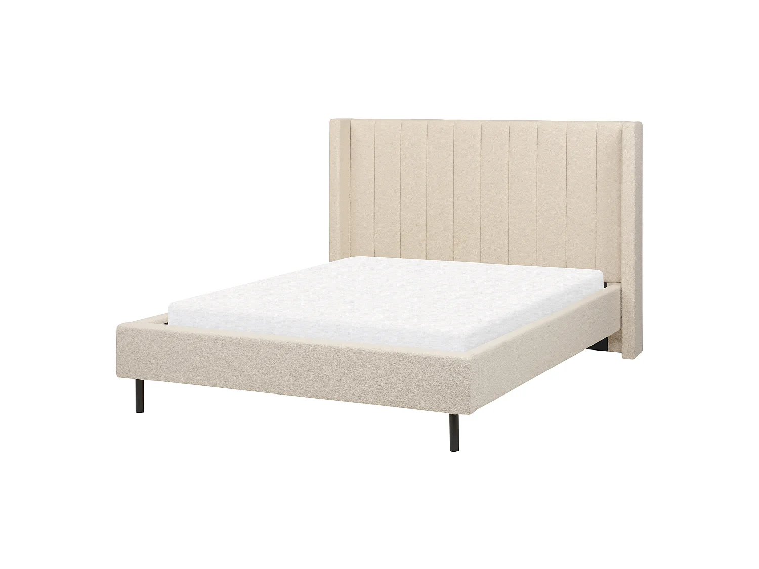 Bed Bouclé VILLETTE 140 x 200 cm Beige