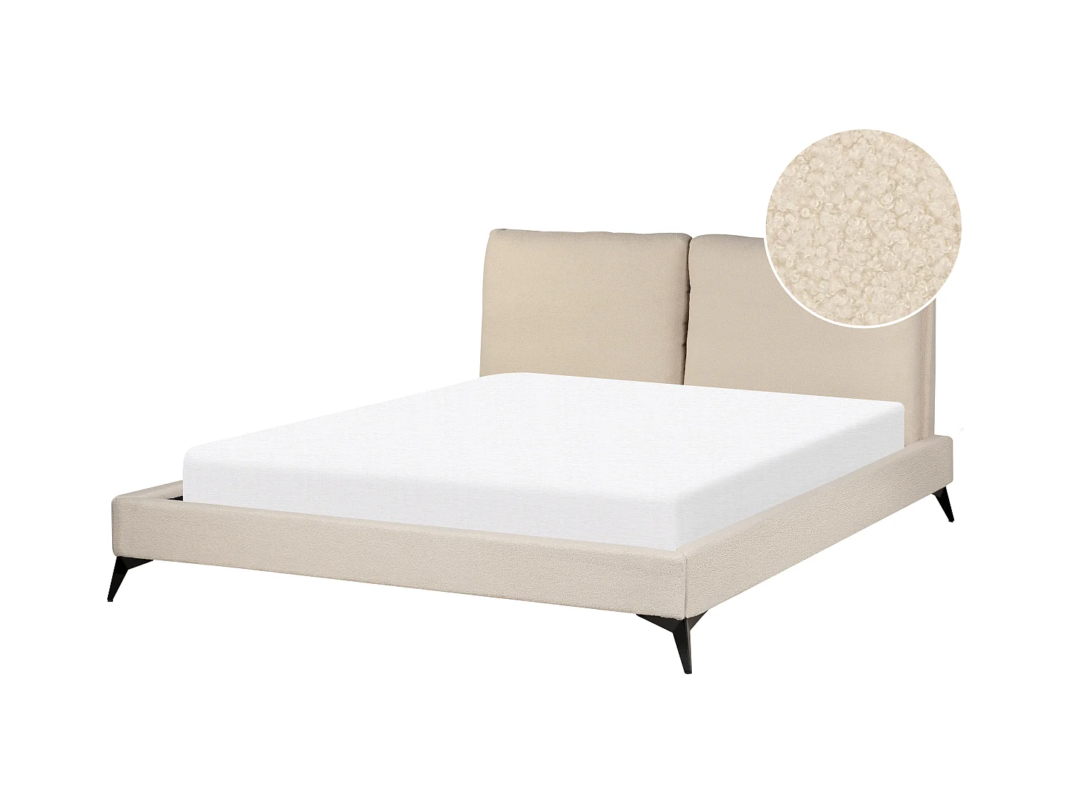 Lit avec sommier Bouclé MELLE 160 x 200 cm Beige