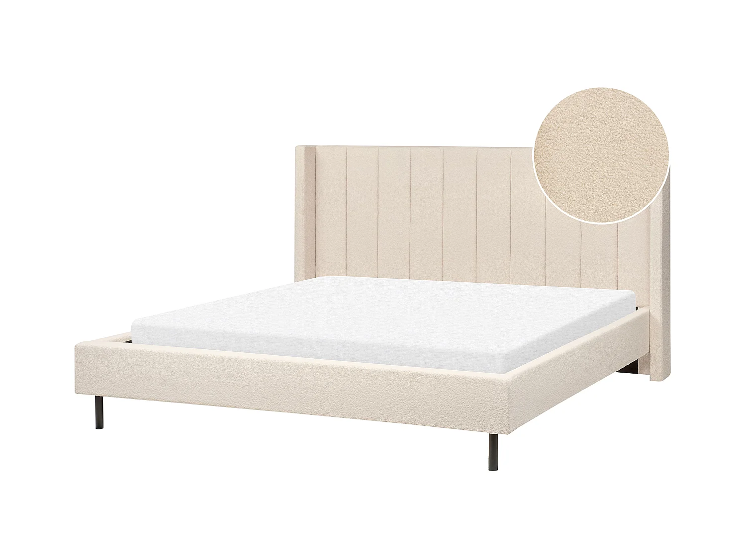 Letto Bouclé VILLETTE 180 x 200 cm Beige