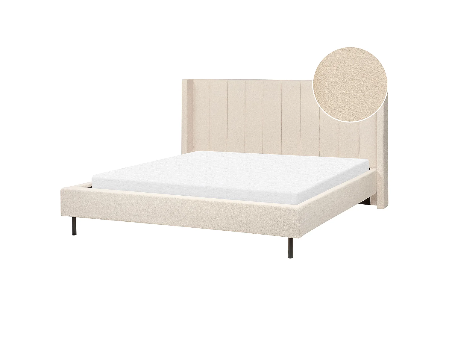 Lit avec sommier Bouclé VILLETTE 180 x 200 cm Beige