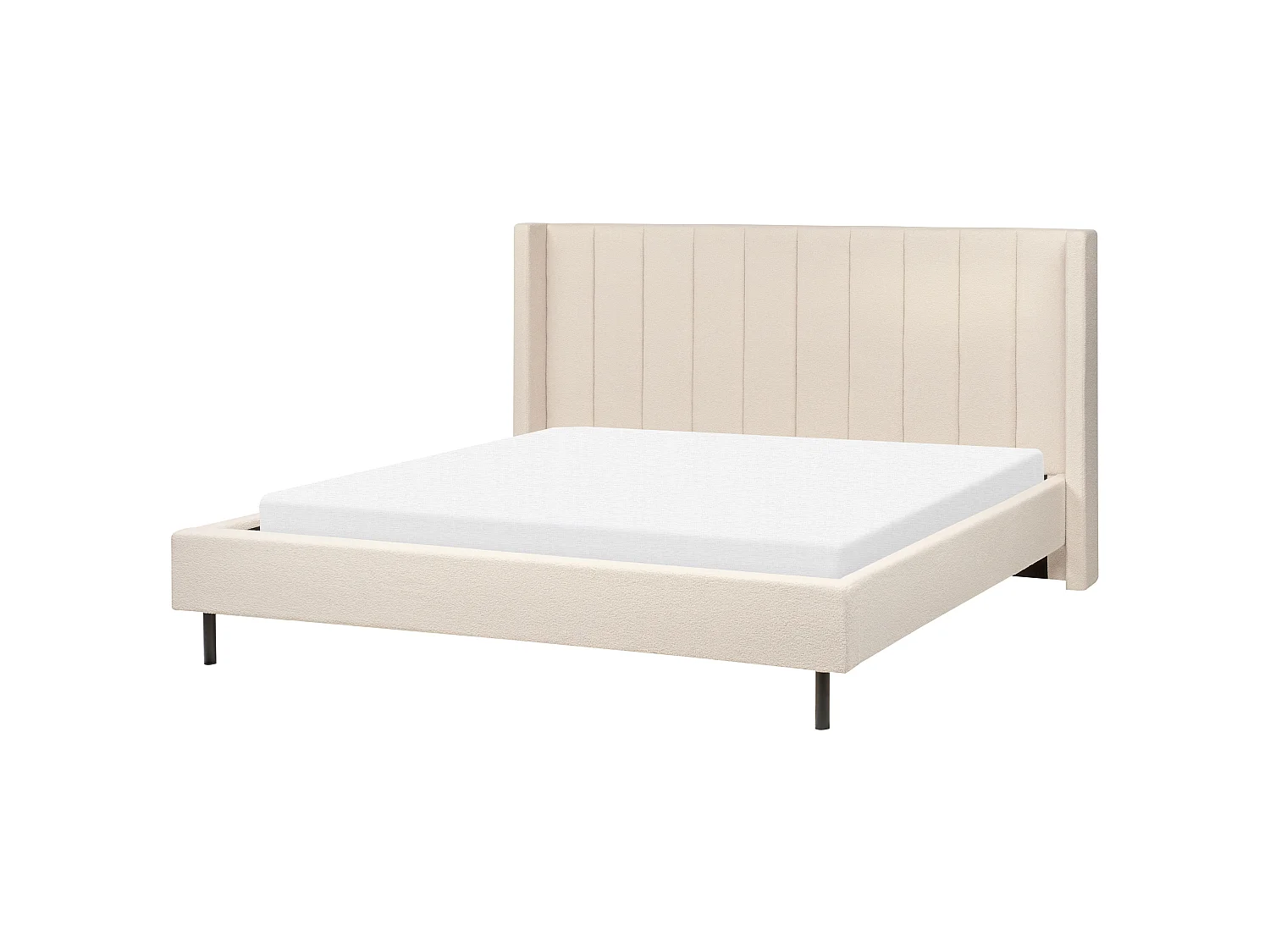 Lit avec sommier Bouclé VILLETTE 180 x 200 cm Beige