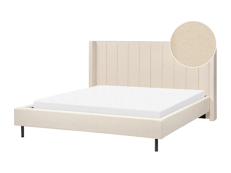 Bed Bouclé VILLETTE 180 x 200 cm Beige