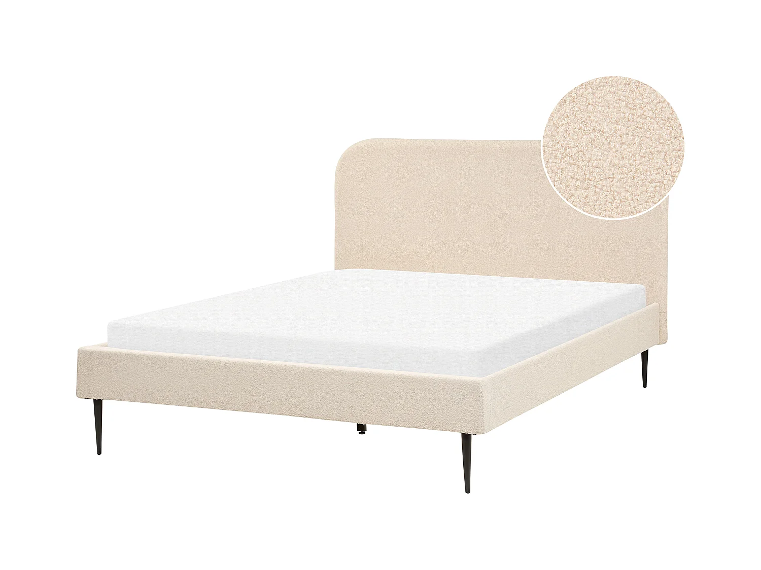 Lit avec sommier Bouclé FLAYAT 140 x 200 cm Beige clair