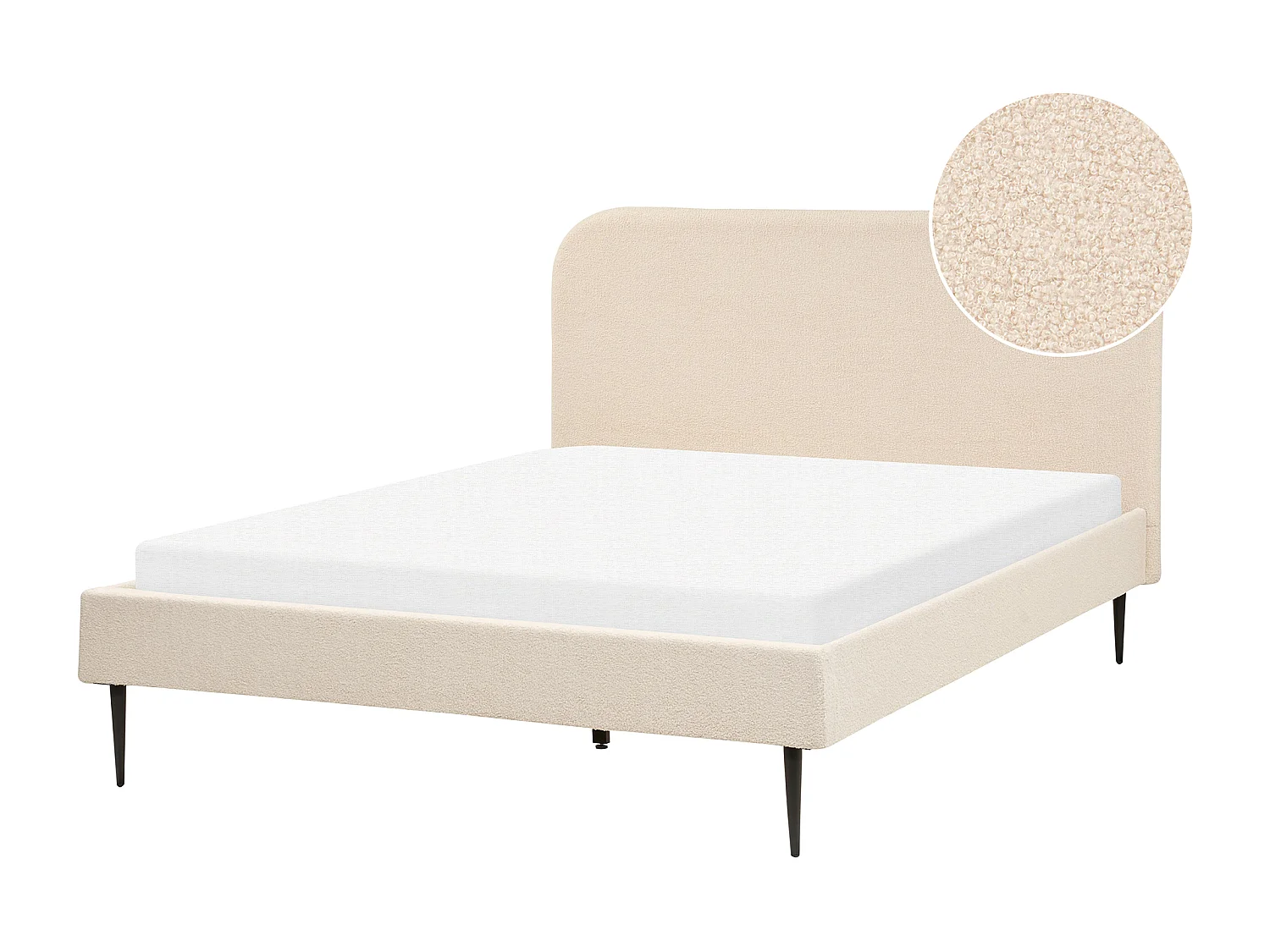 Lit avec sommier Bouclé FLAYAT 140 x 200 cm Beige clair