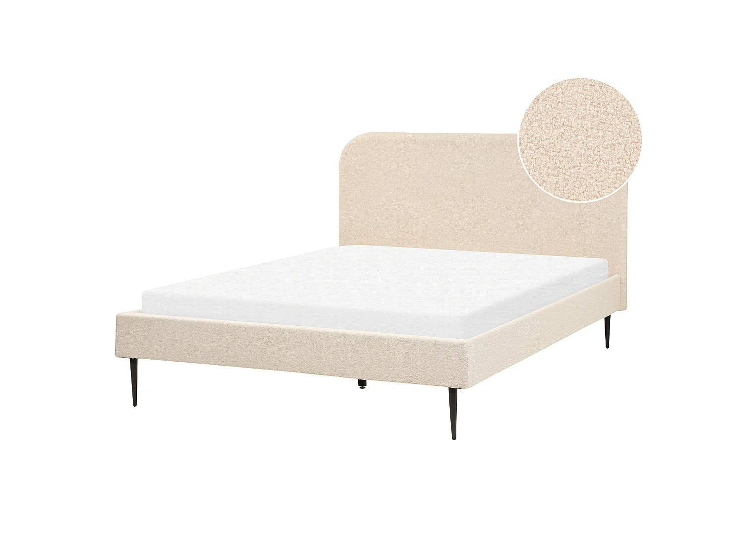 Lit avec sommier Bouclé FLAYAT 140 x 200 cm Beige clair