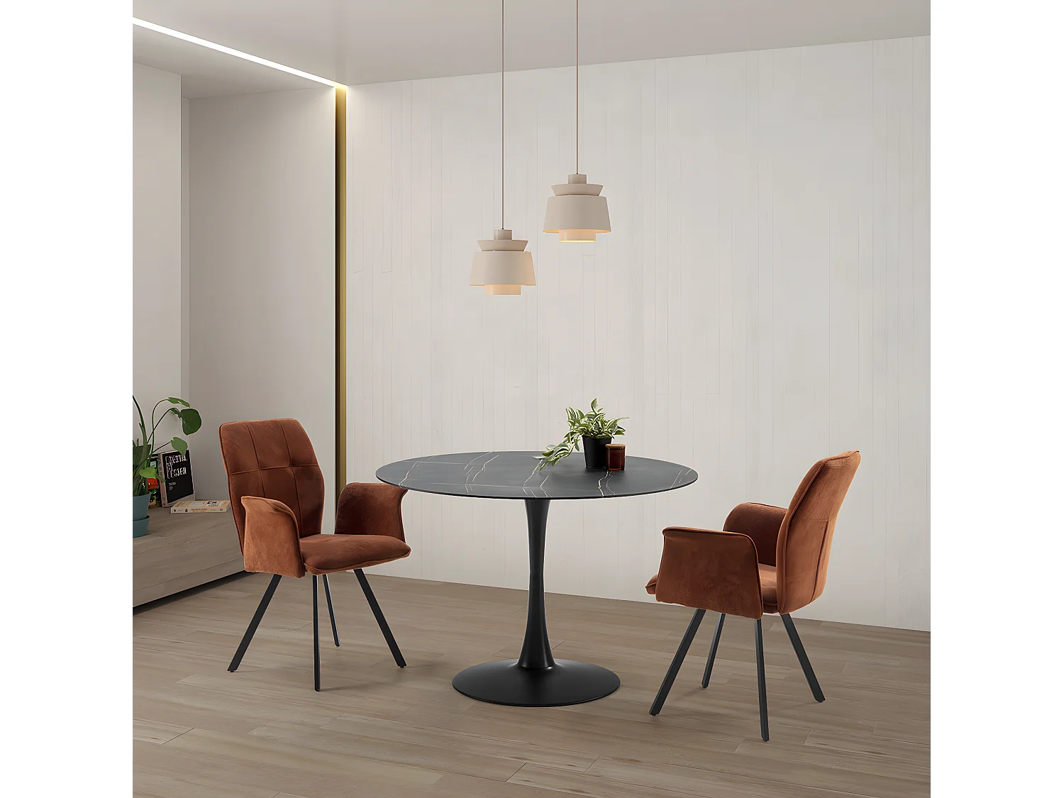 Lot de 2 fauteuils de table en tissu rouille - Alann