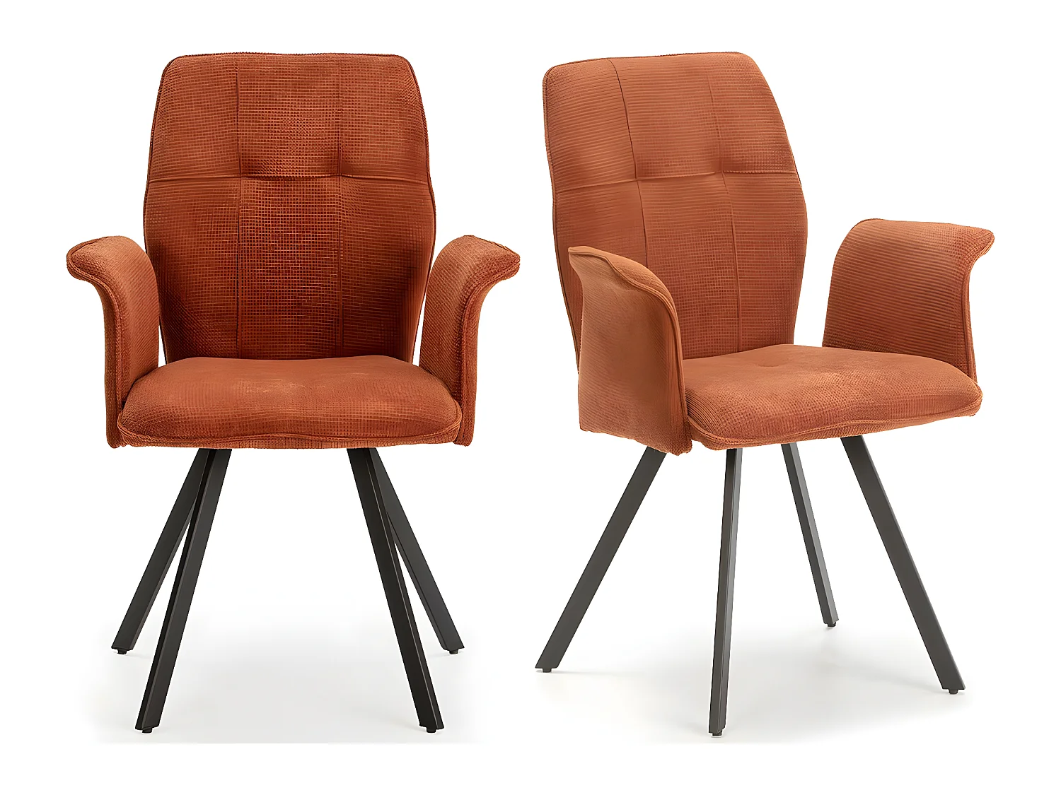 Lot de 2 fauteuils de table en tissu rouille - Alann