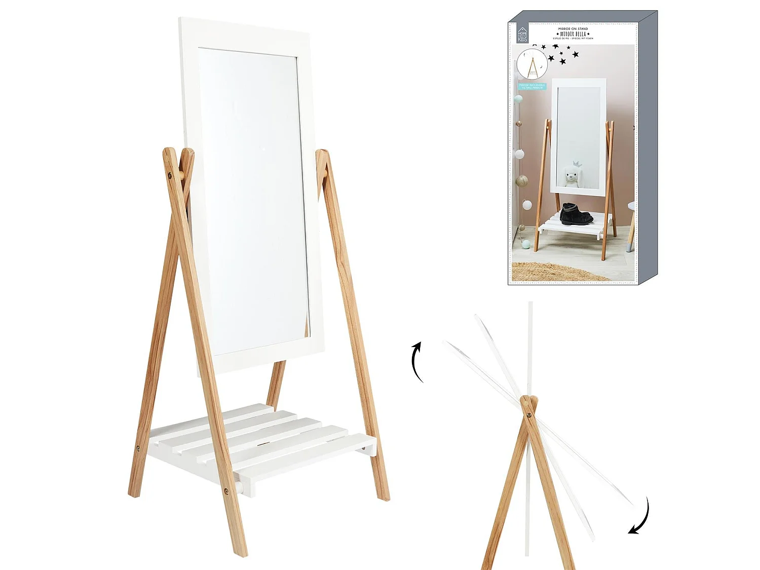 Miroir Sur Pied Bella Blanc, Beige