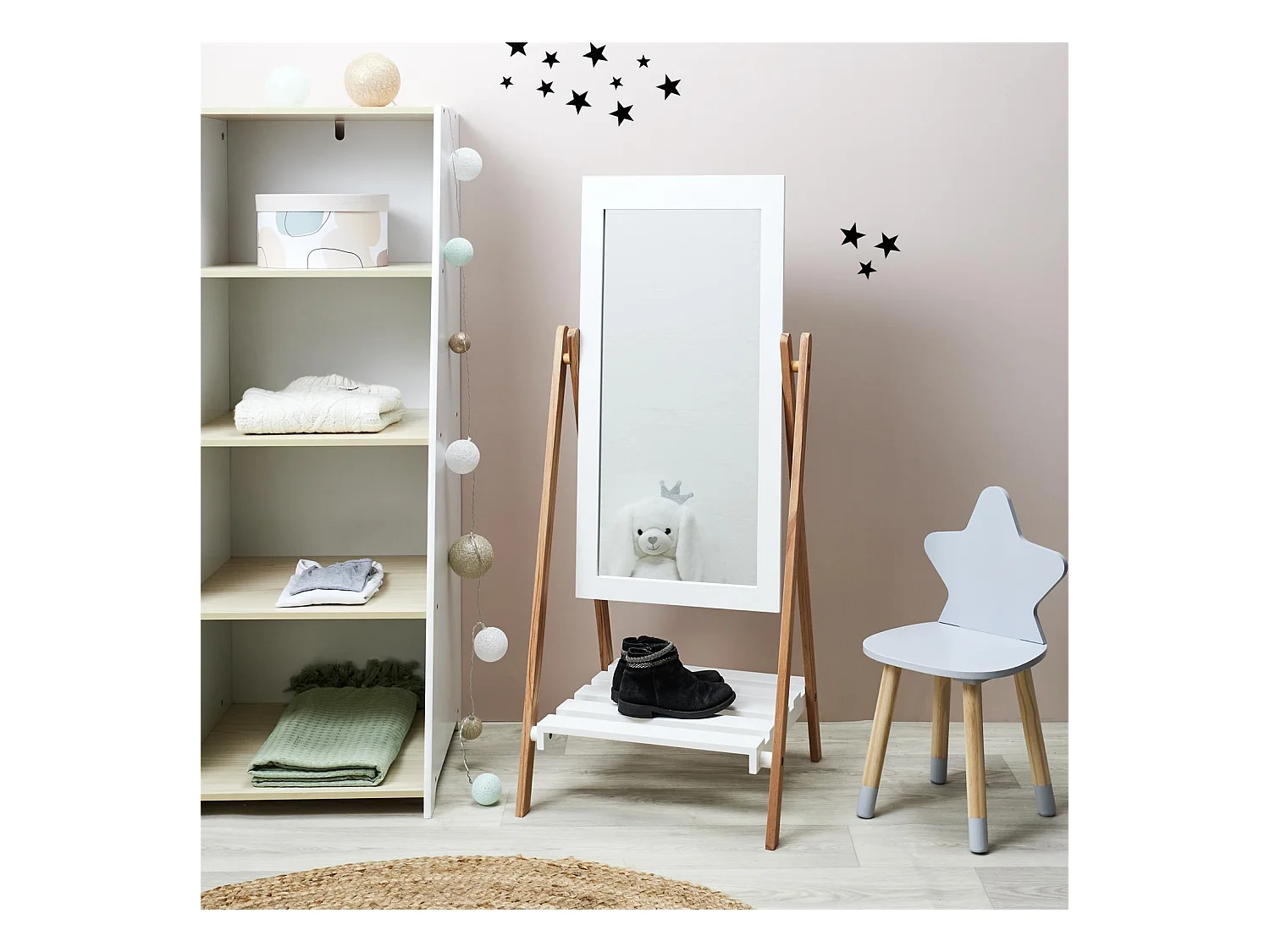 Miroir Sur Pied Bella Blanc, Beige
