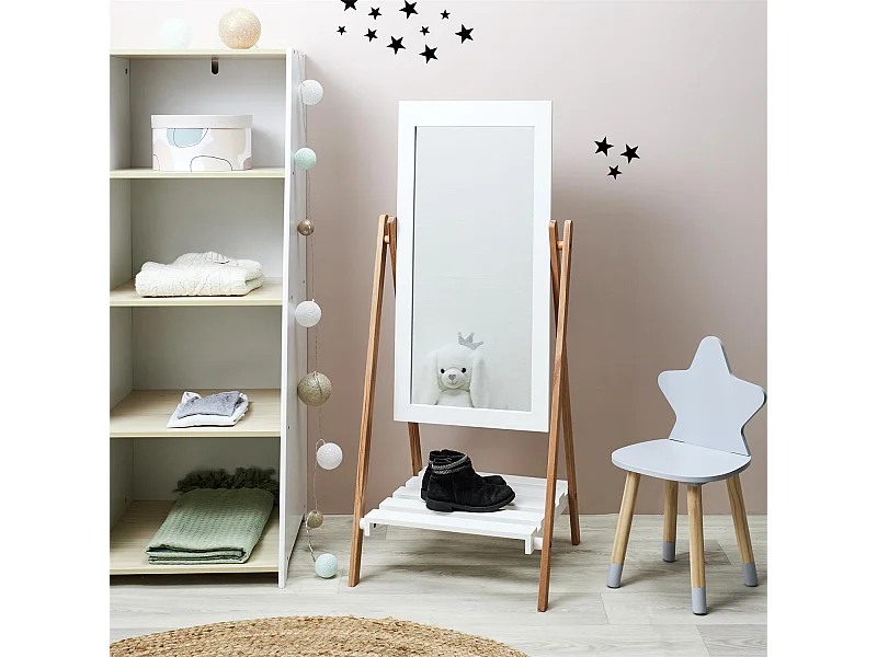 Miroir Sur Pied Bella Blanc, Beige