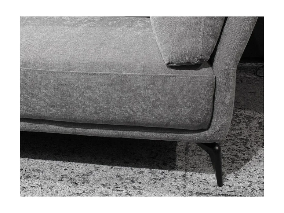 Canapé droit 3 places en tissu gris avec 2 coussins - YUMI