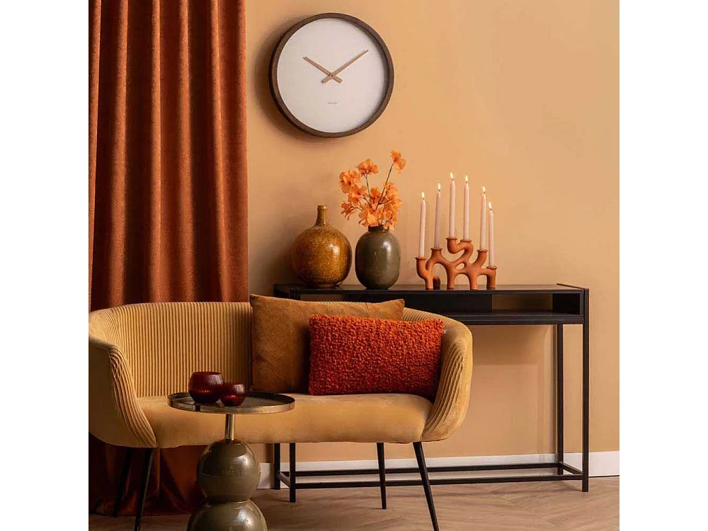 Reloj de pared Ancho - Madera oscura - Ø32,6cm