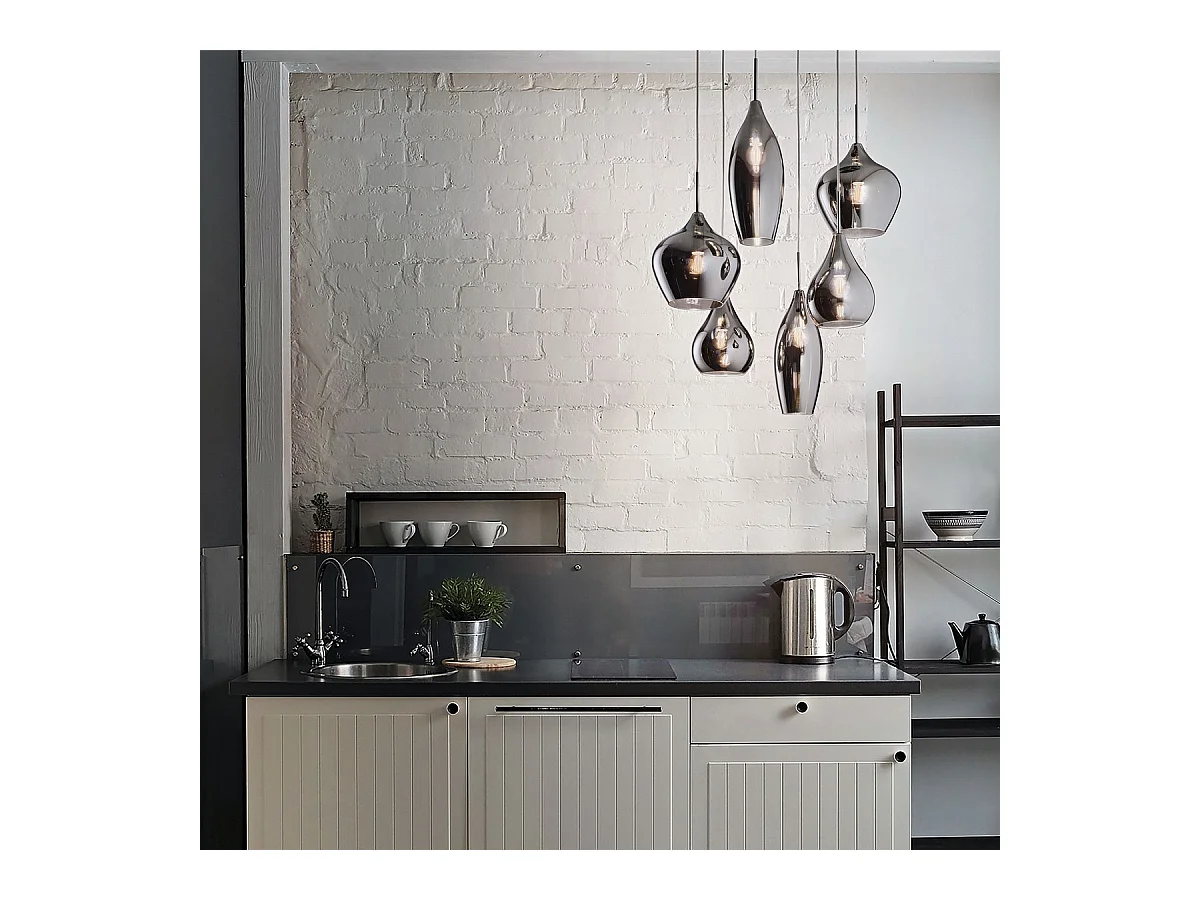 Verstelbare kroonluchter van gerookt geblazen glas