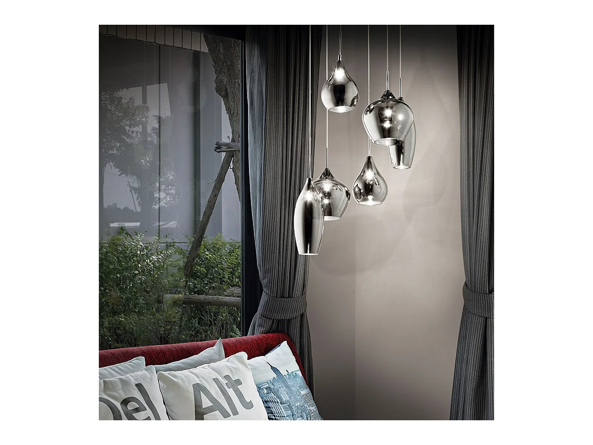 Verstelbare kroonluchter van gerookt geblazen glas