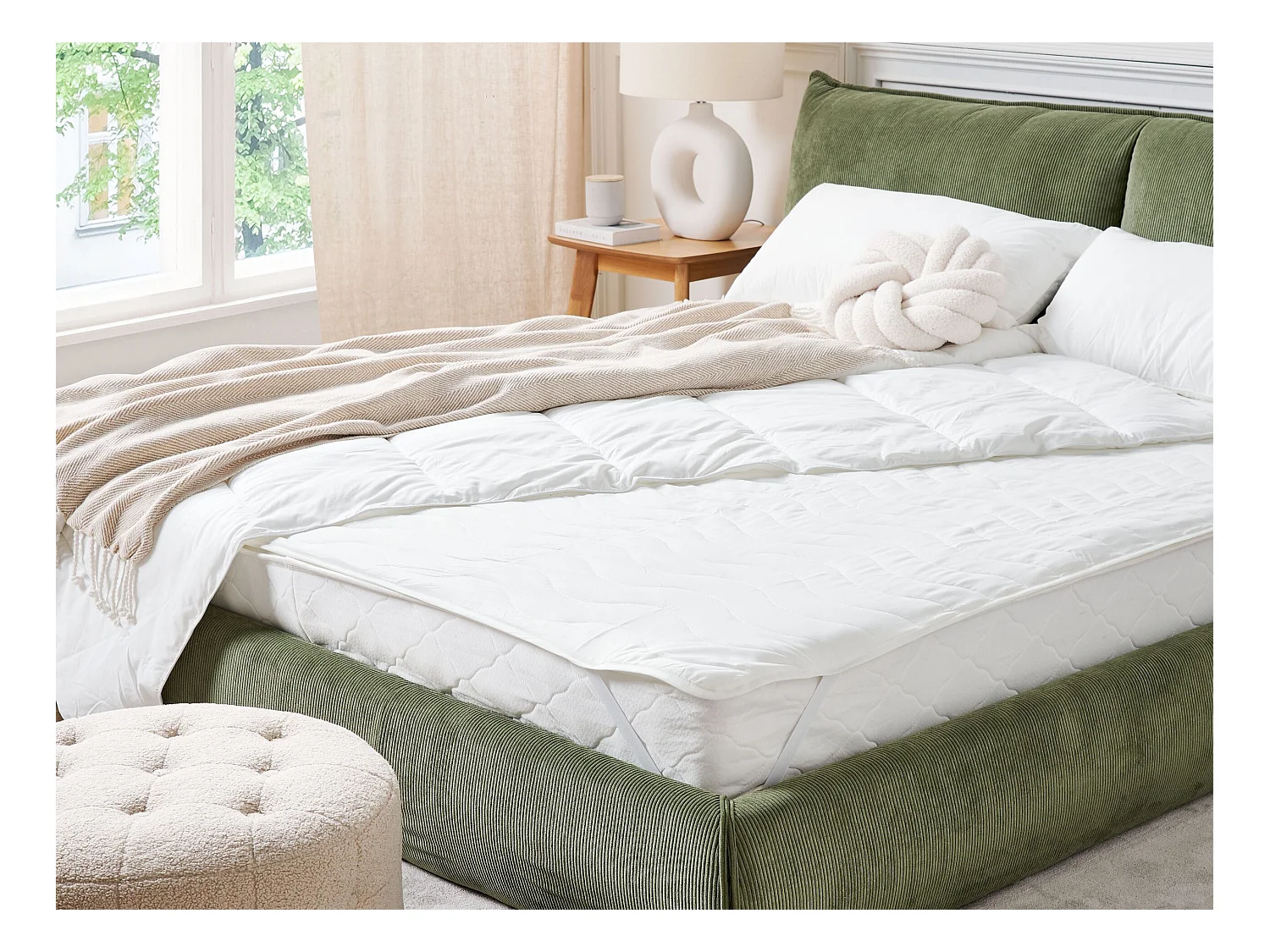 Matratzentopper mit Gummizug 160 x 200 cm Mikrofaser weiß wasserdicht Ruen