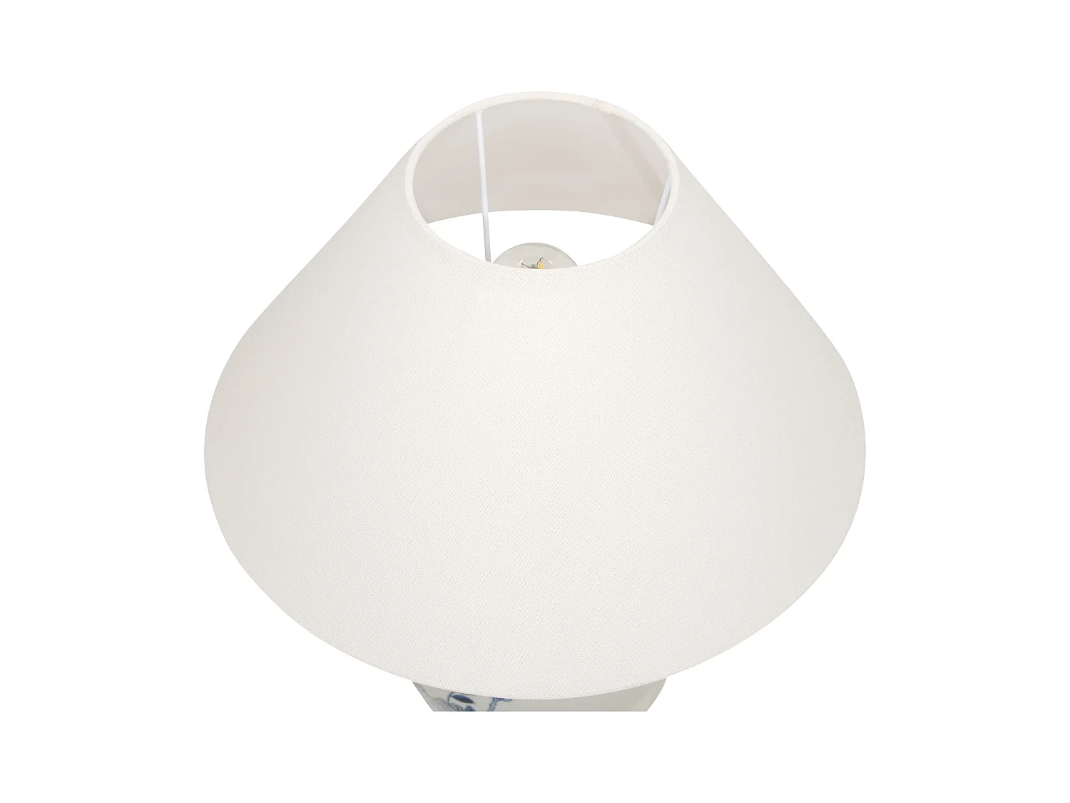 Tischlampe Porzellan blau / weiß Vasenform mit Stoffschirm Kegelform Magros