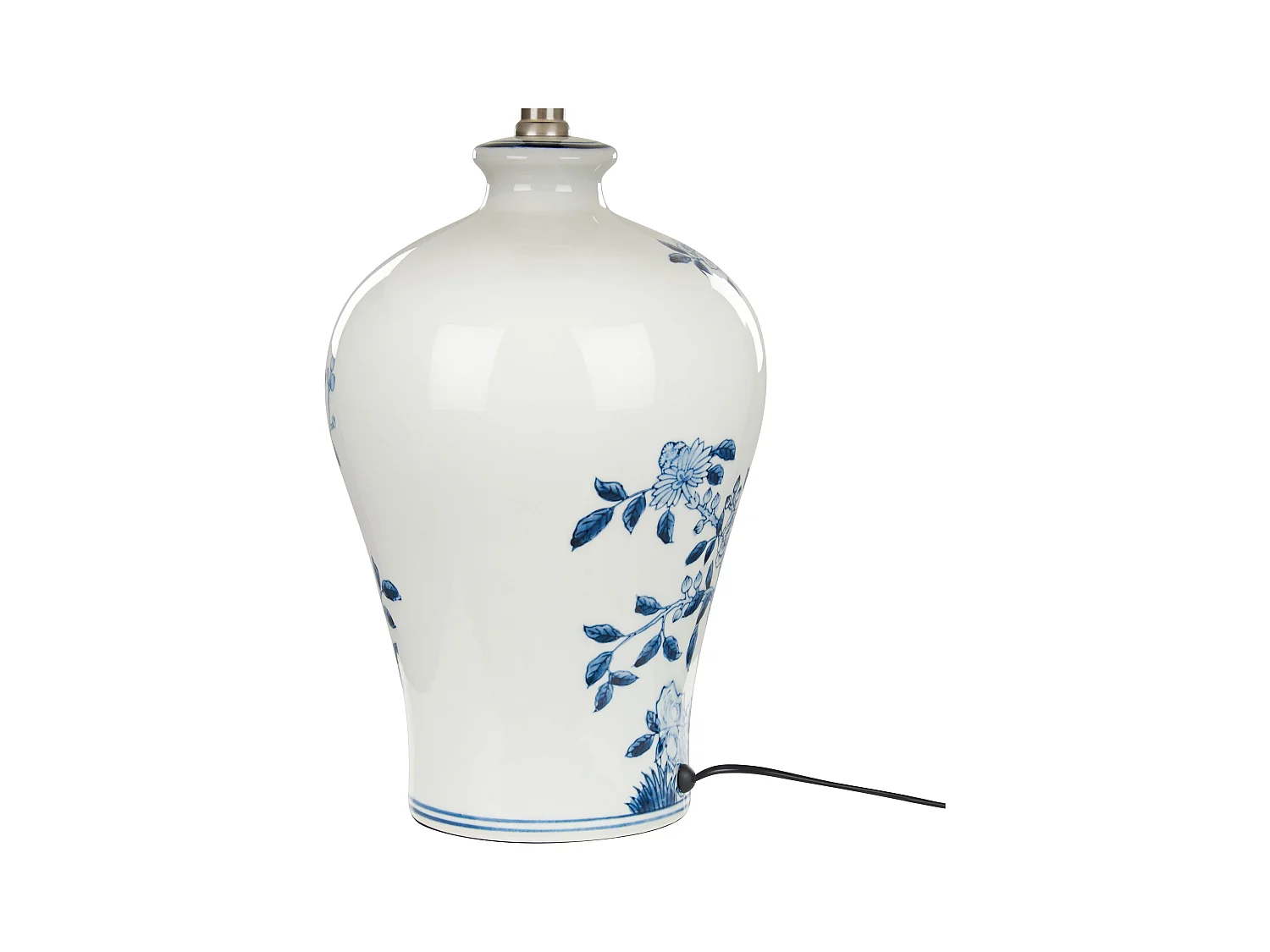 Tischlampe Porzellan blau / weiß Vasenform mit Stoffschirm Kegelform Magros