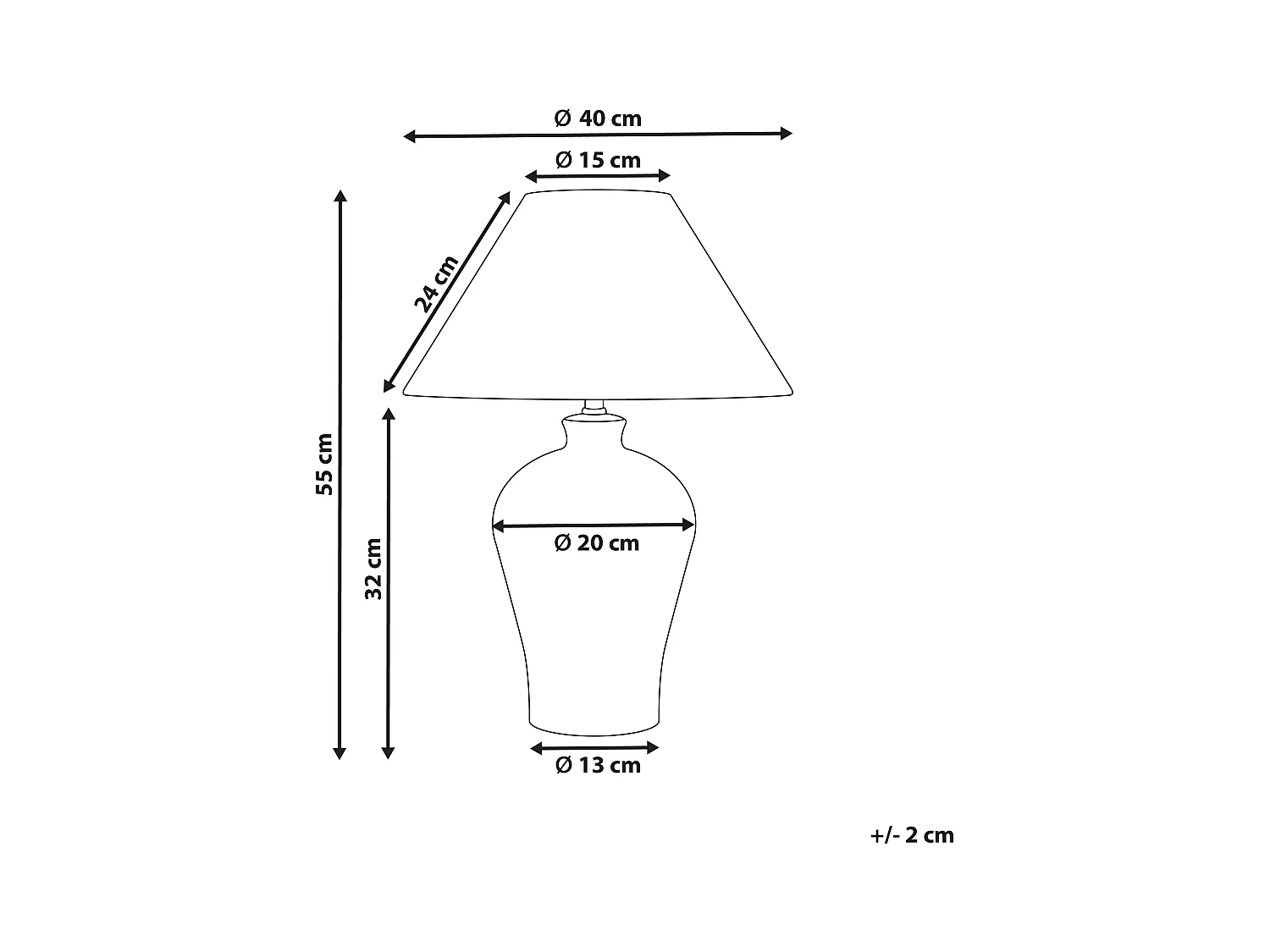 Tischlampe Porzellan blau / weiß Vasenform mit Stoffschirm Kegelform Magros