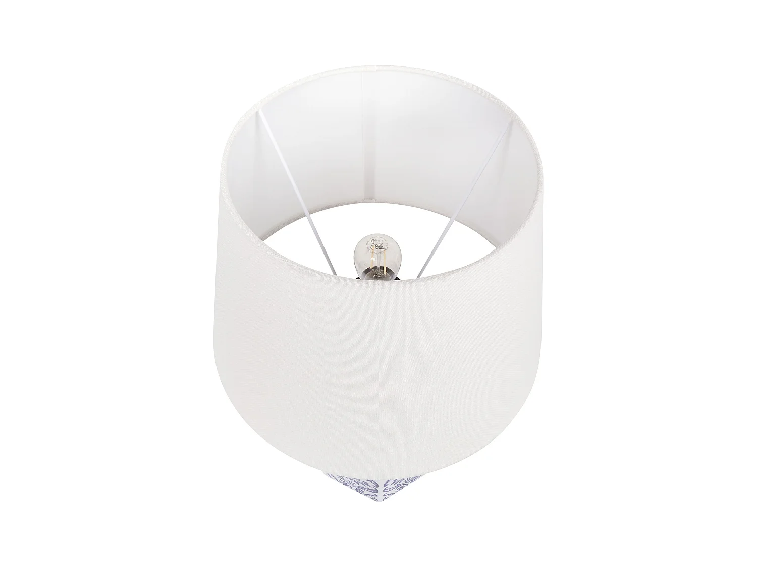 Tischlampe Porzellan blau / weiß Vasenform mit Stoffschirm Kegelform Marcelin