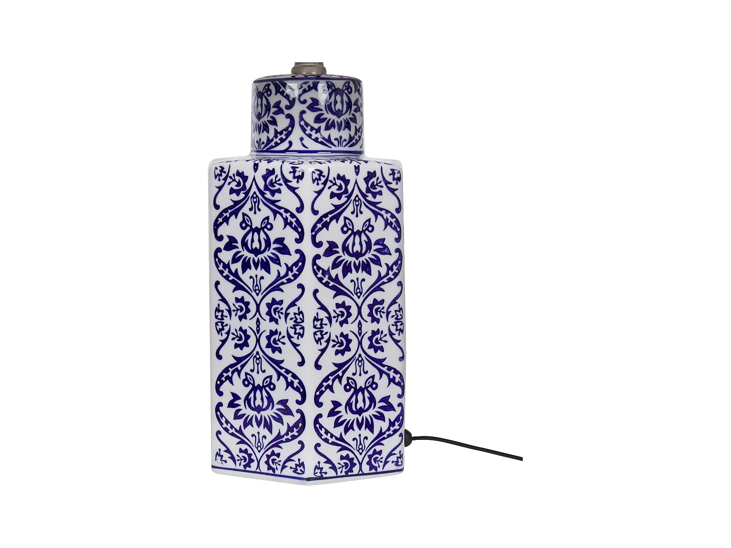 Tischlampe Porzellan blau / weiß Vasenform mit Stoffschirm Kegelform Marcelin