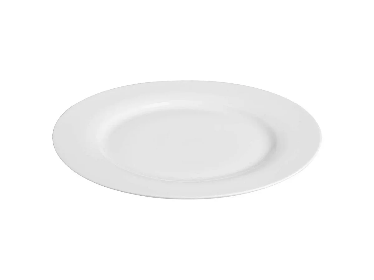 Lot de 6 Assiettes Porcelaine "Uni" 24cm Blanc
