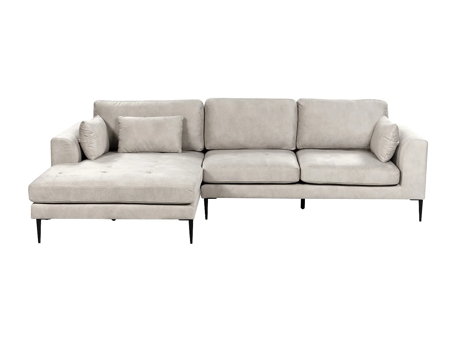 Ecksofa FLAM Samtstoff Grau 3-Sitzer rechtsseitig