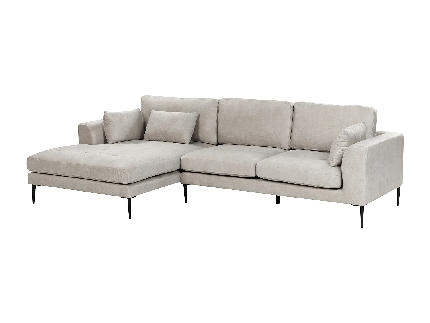 Ecksofa FLAM Samtstoff Grau 3-Sitzer rechtsseitig