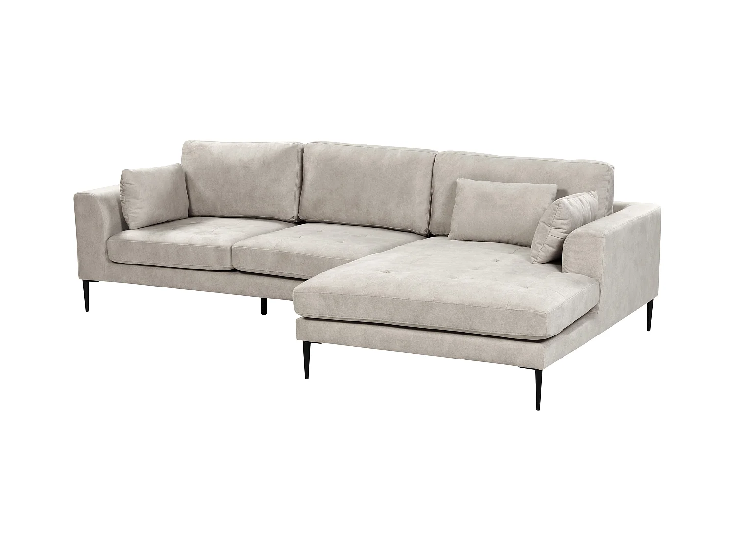 Ecksofa FLAM Samtstoff Grau 3-Sitzer linksseitig