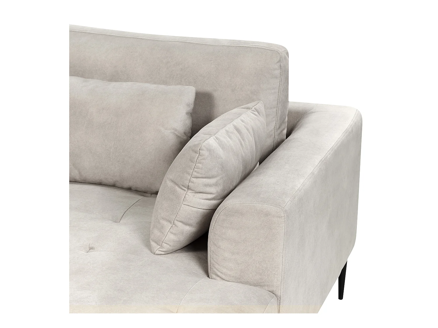 Ecksofa FLAM Samtstoff Grau 3-Sitzer linksseitig