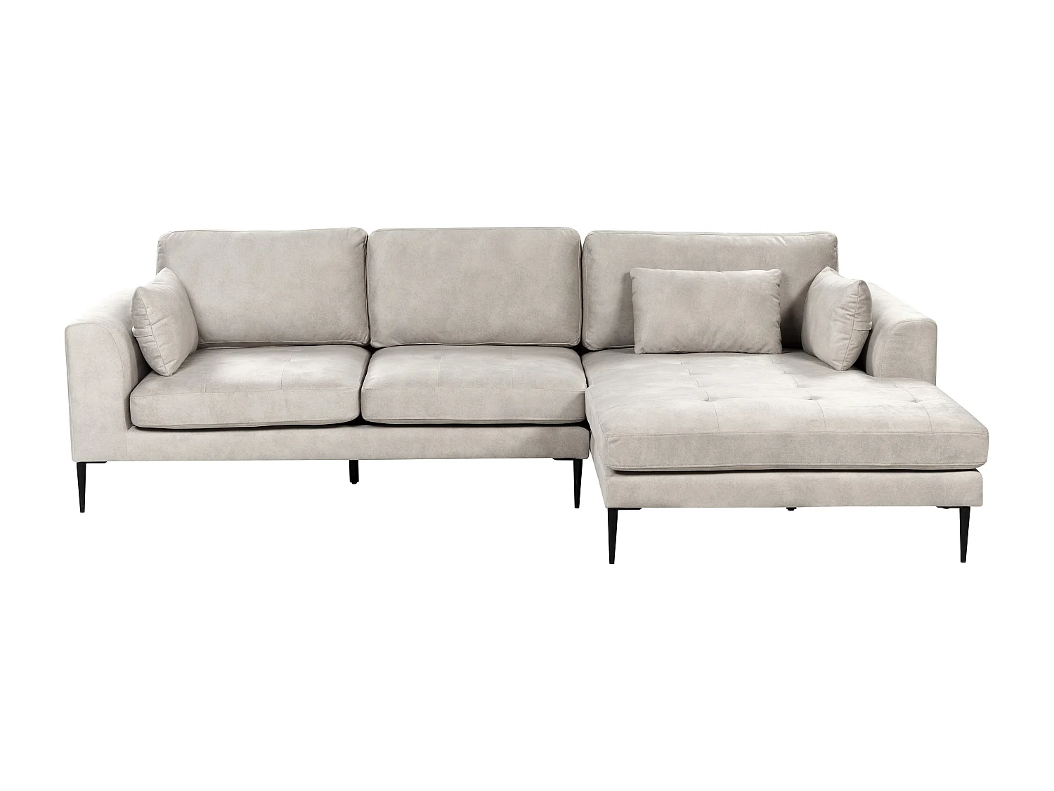 Ecksofa FLAM Samtstoff Grau 3-Sitzer linksseitig