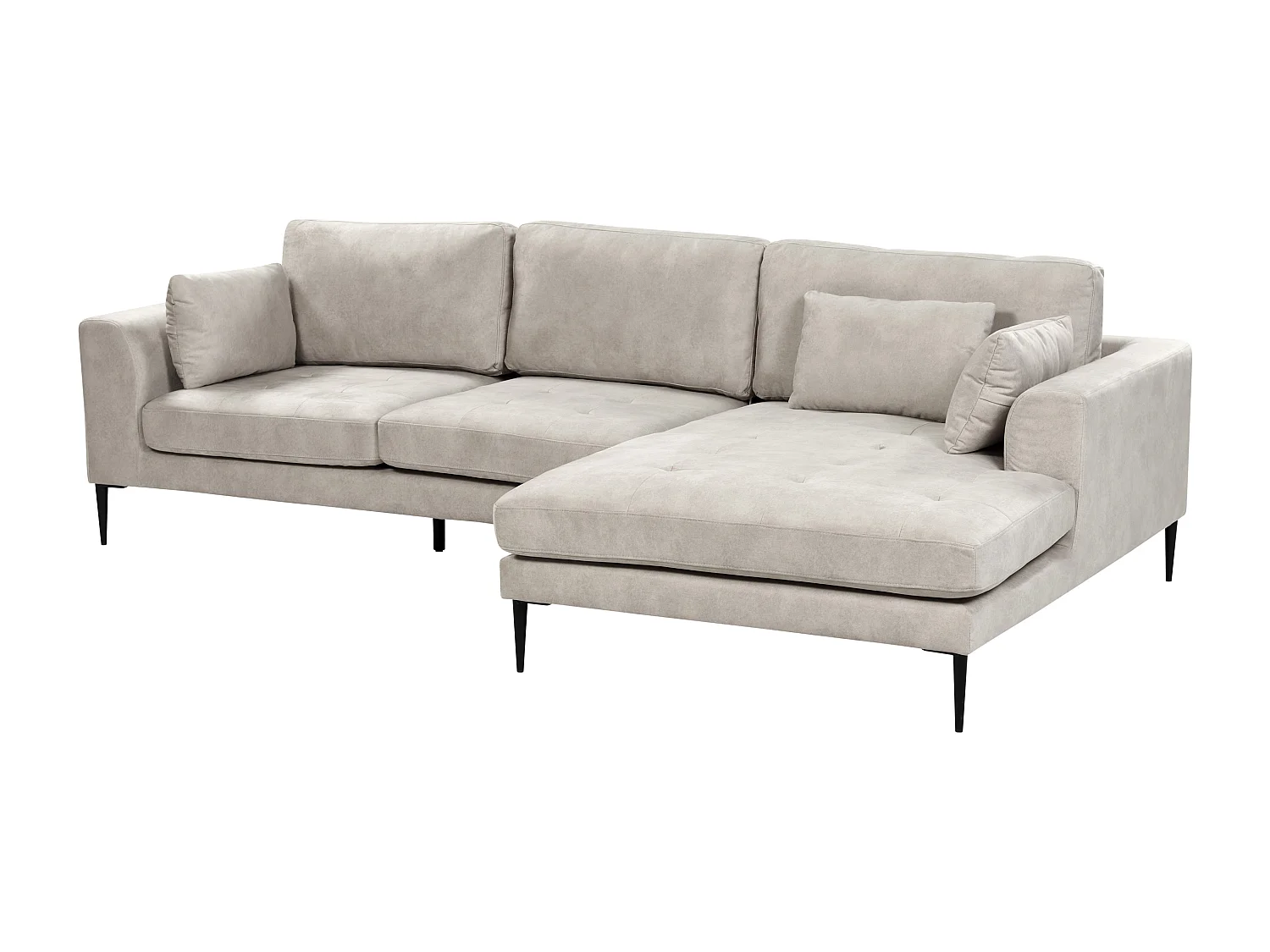 Ecksofa FLAM Samtstoff Grau 3-Sitzer linksseitig