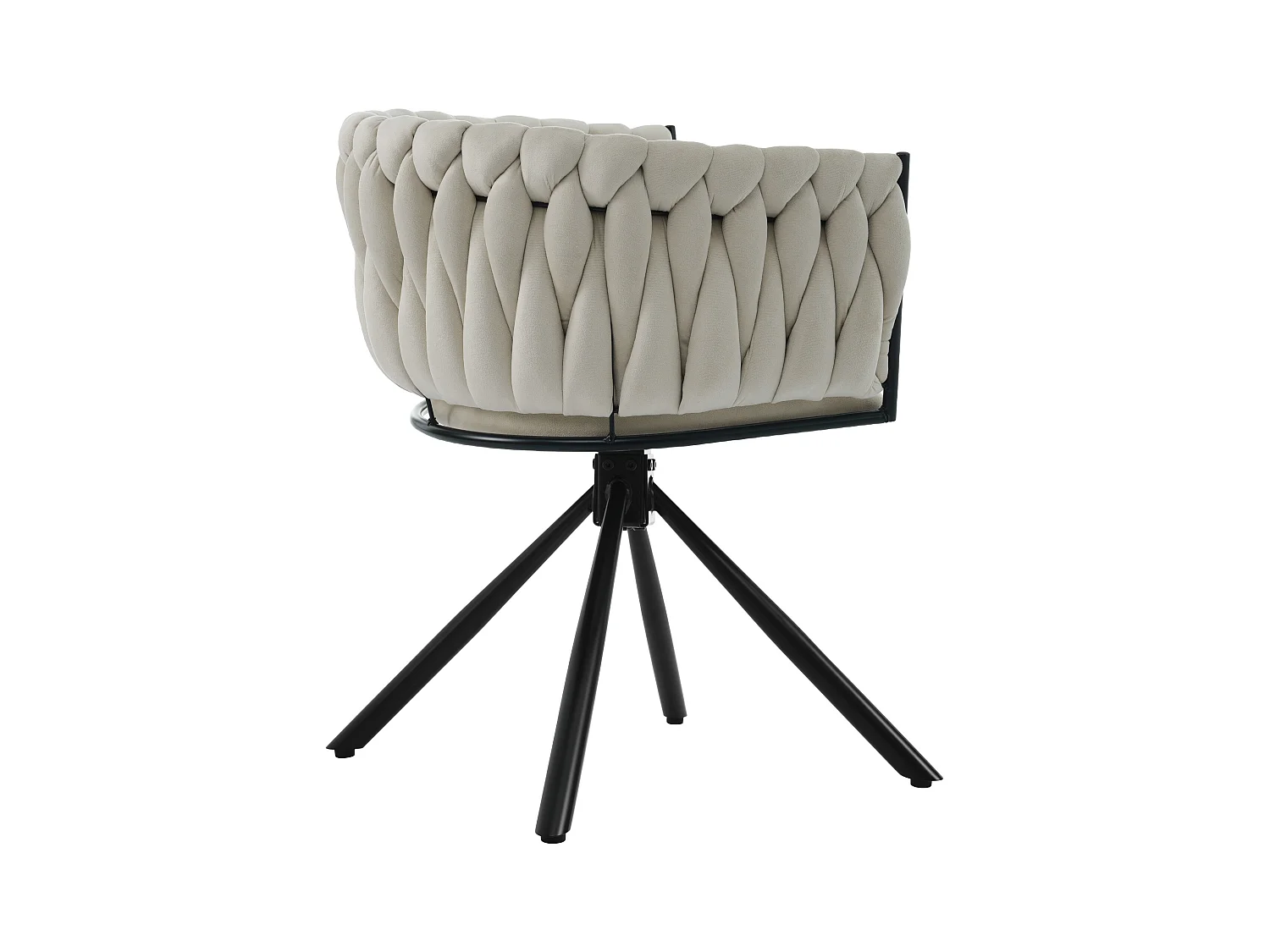Stuhl 6er-Set aus Samt mit Armlehnen – Metallbeine – Beige
