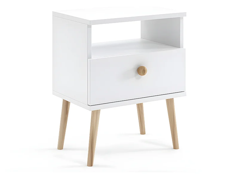 Comodino MALIBO 44 cm con cassetto bianco opaco