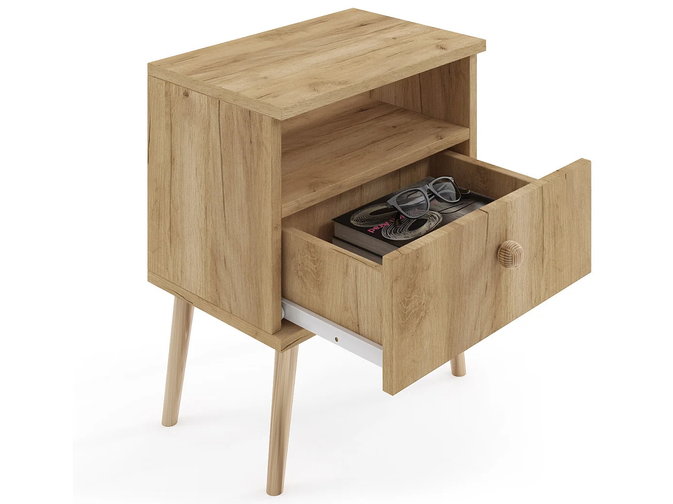 Comodino MALIBO 44 cm con cassetto rovere craft dorato