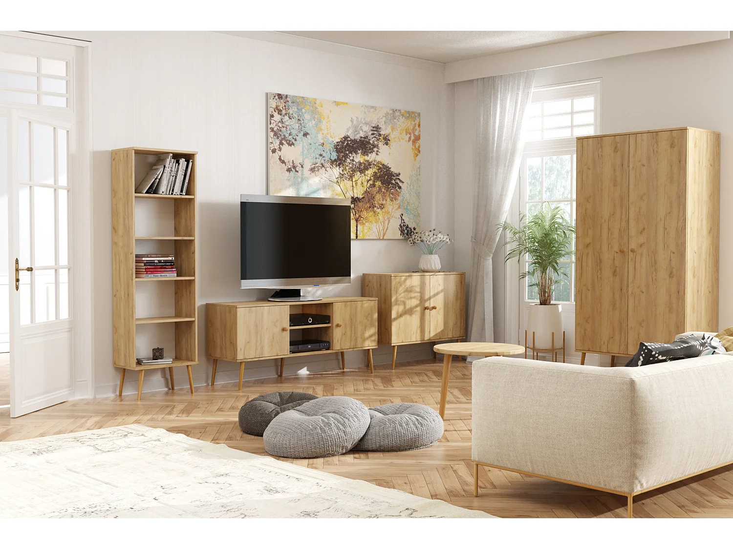 Comodino MALIBO 44 cm con cassetto rovere craft dorato