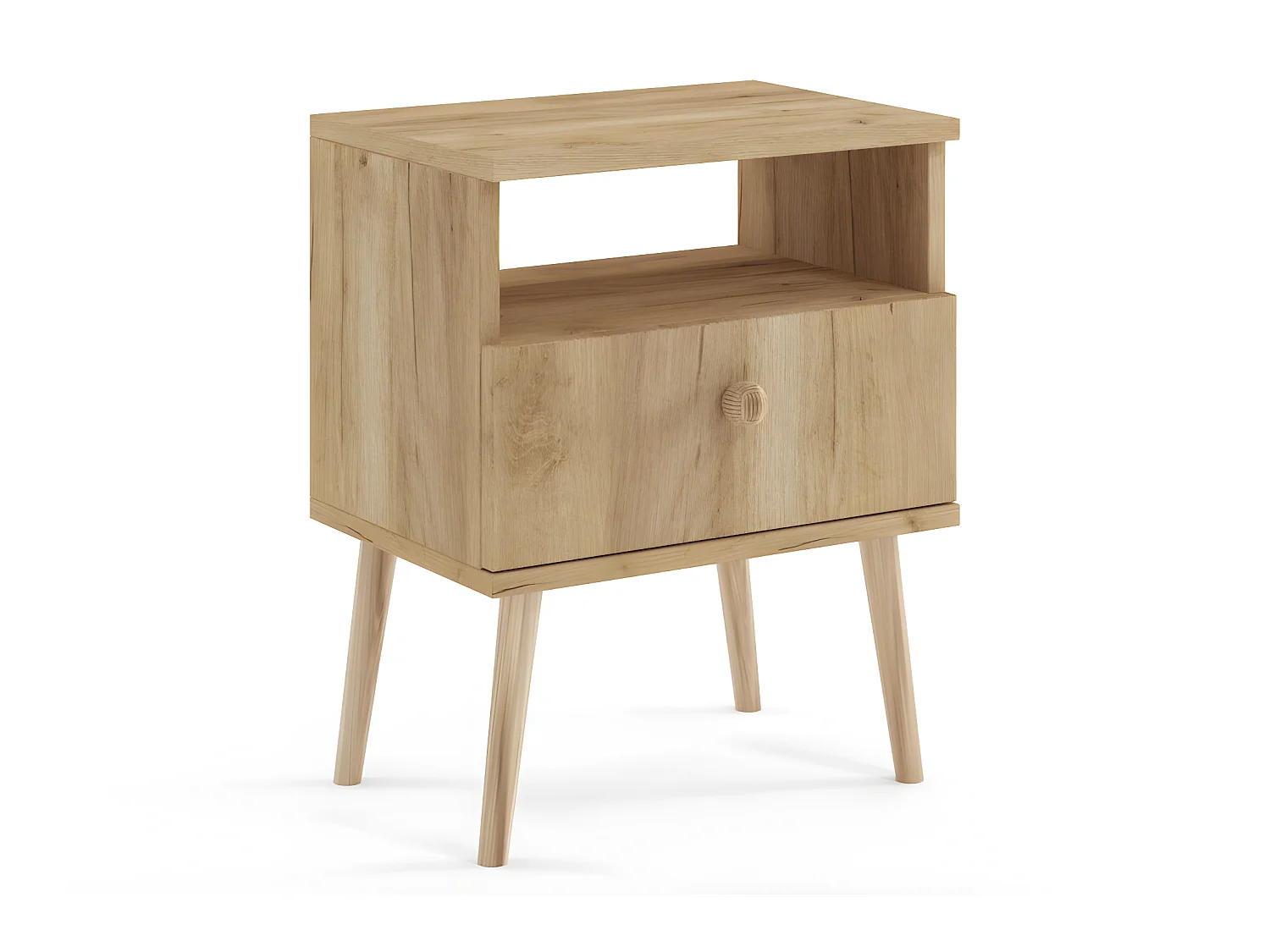 Table de chevet MALIBO 44 cm avec tiroir chêne craft doré