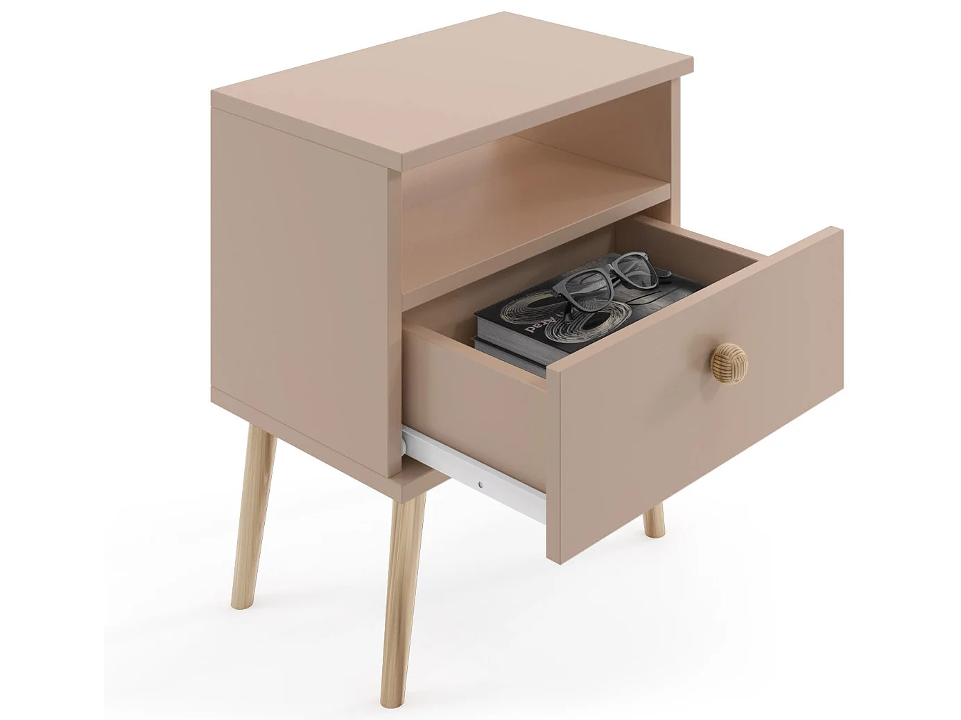 Comodino MALIBO 44 cm con cassetto macchiato