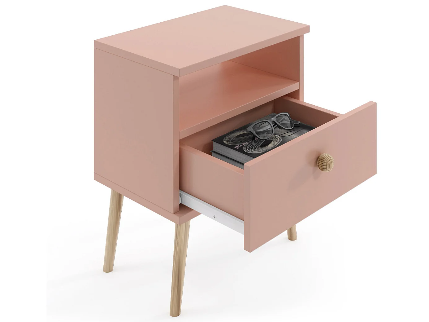Nachtkastje MALIBO 44 cm met lade roze