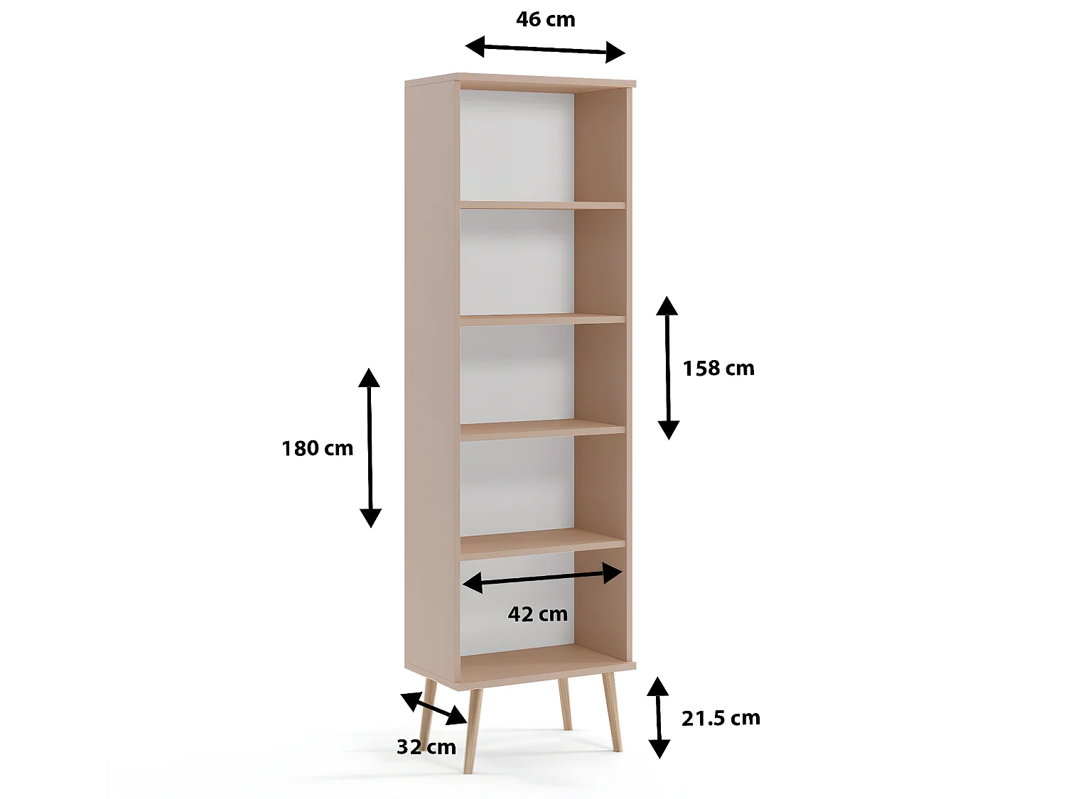 Bibliothèque MALIBO 180 cm 5 étagères macchiato