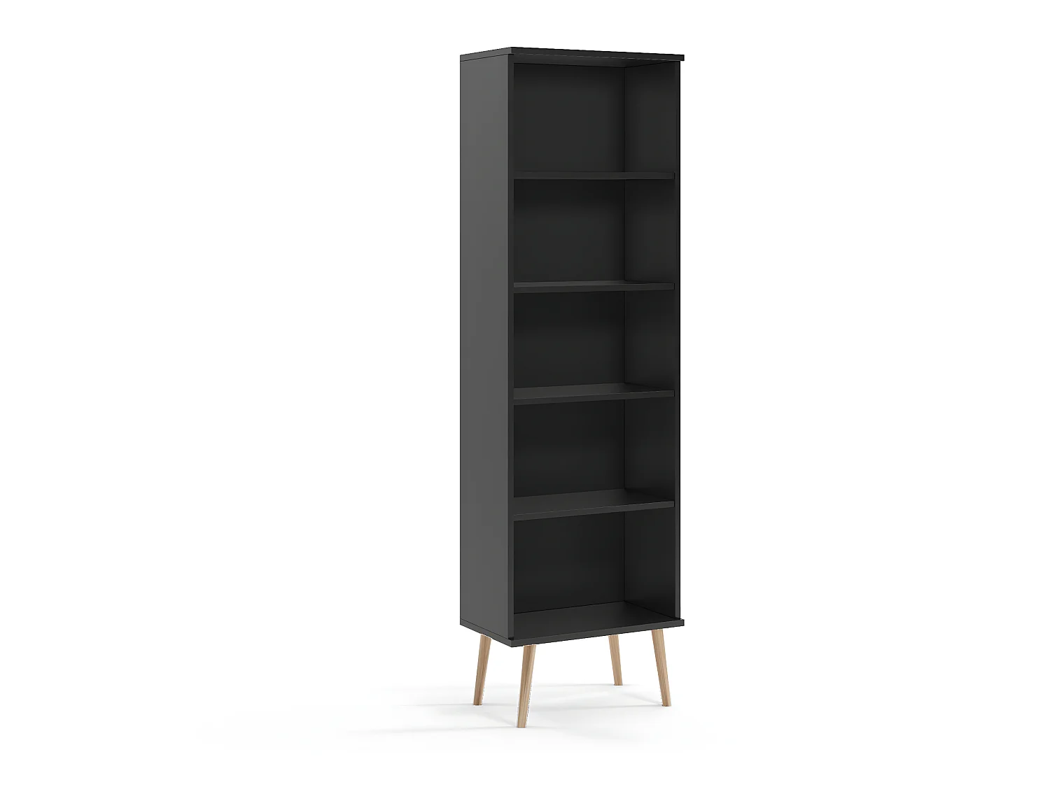 Bibliothèque MALIBO 180 cm 5 étagères noir mat