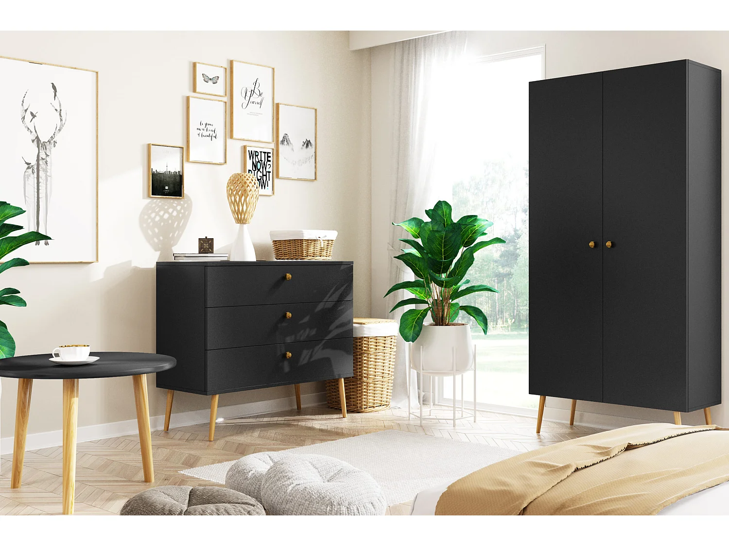 Bibliothèque MALIBO 180 cm 5 étagères noir mat